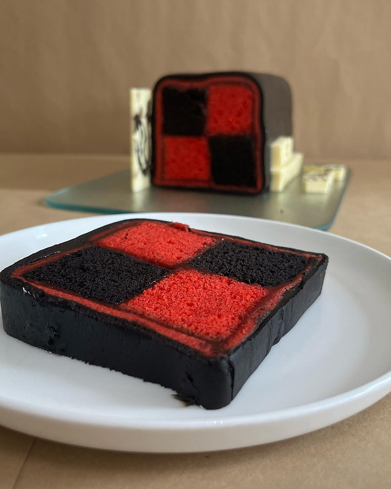 Battenberg-Inspired Chocolate Caramel Cake