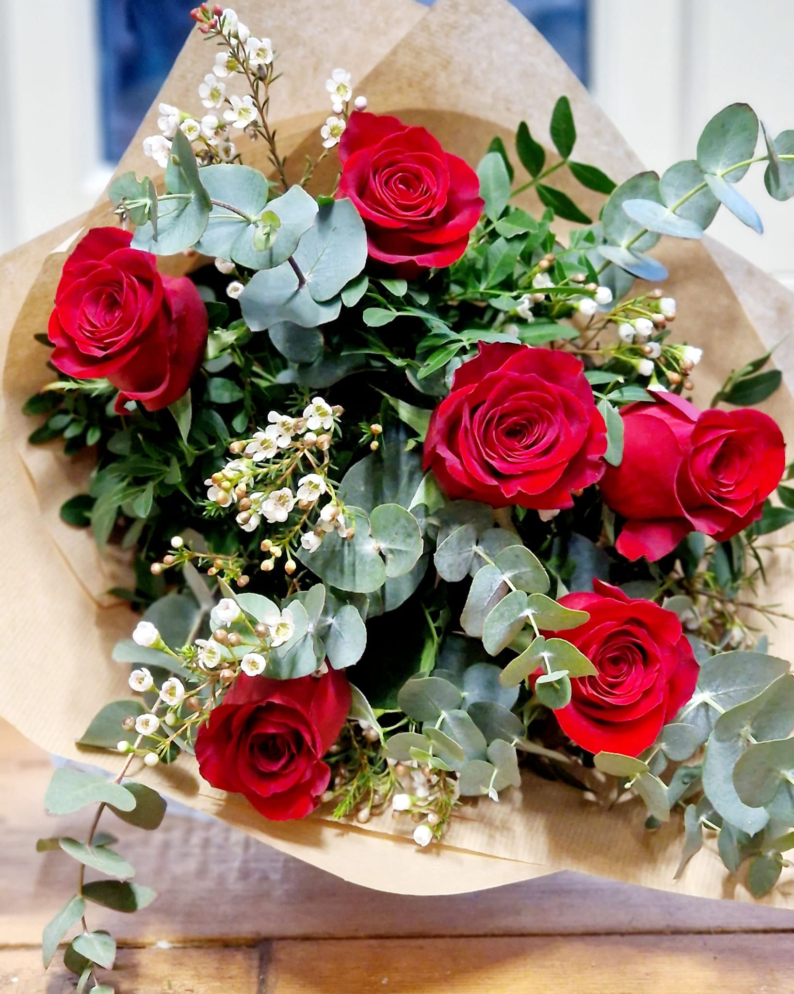 6 Red Rose Valentines Day Flowers from Bud & Flower