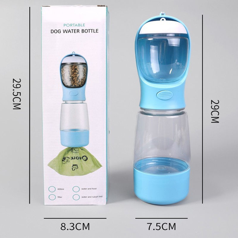 Thumbnail: 3 in 1 Portable Pet Water Bottle New 400ml Dog Water Dispenser with Poop Bag Con