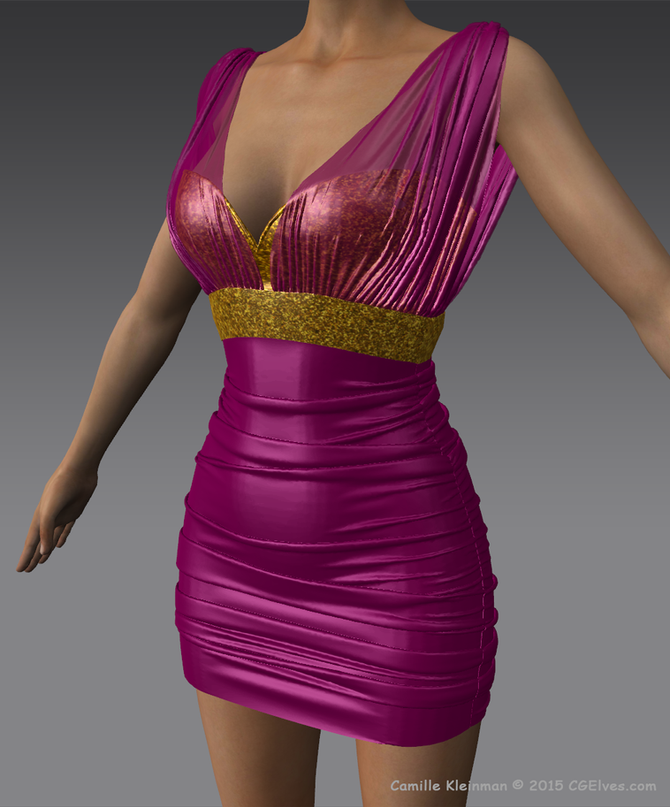 Beautiful 3D Dynamic Marvelous Designer Dress - from the online marvalous designer tutorials by Cami