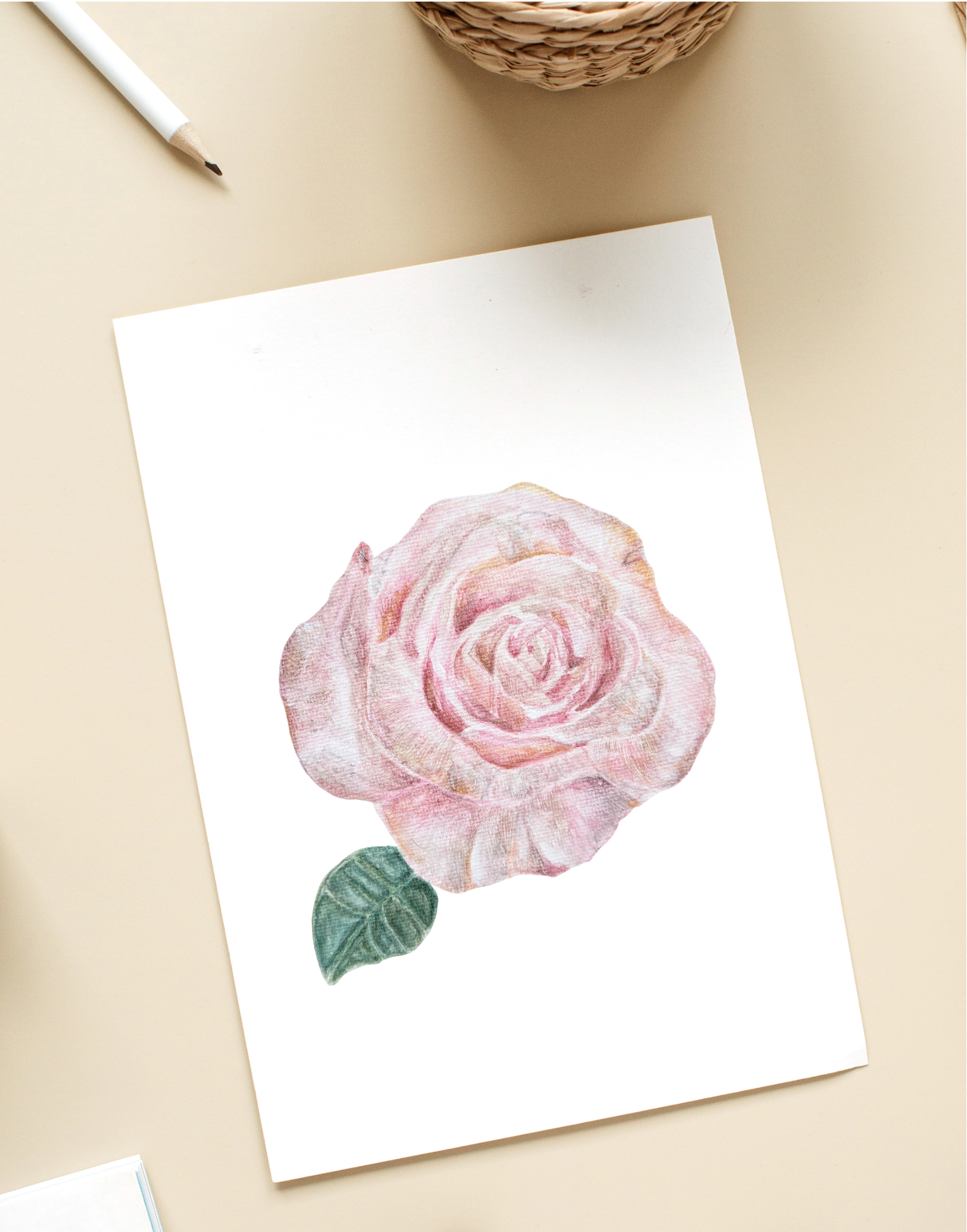 Pink Rose - 10 Cards/Pkg (with white envelopes)