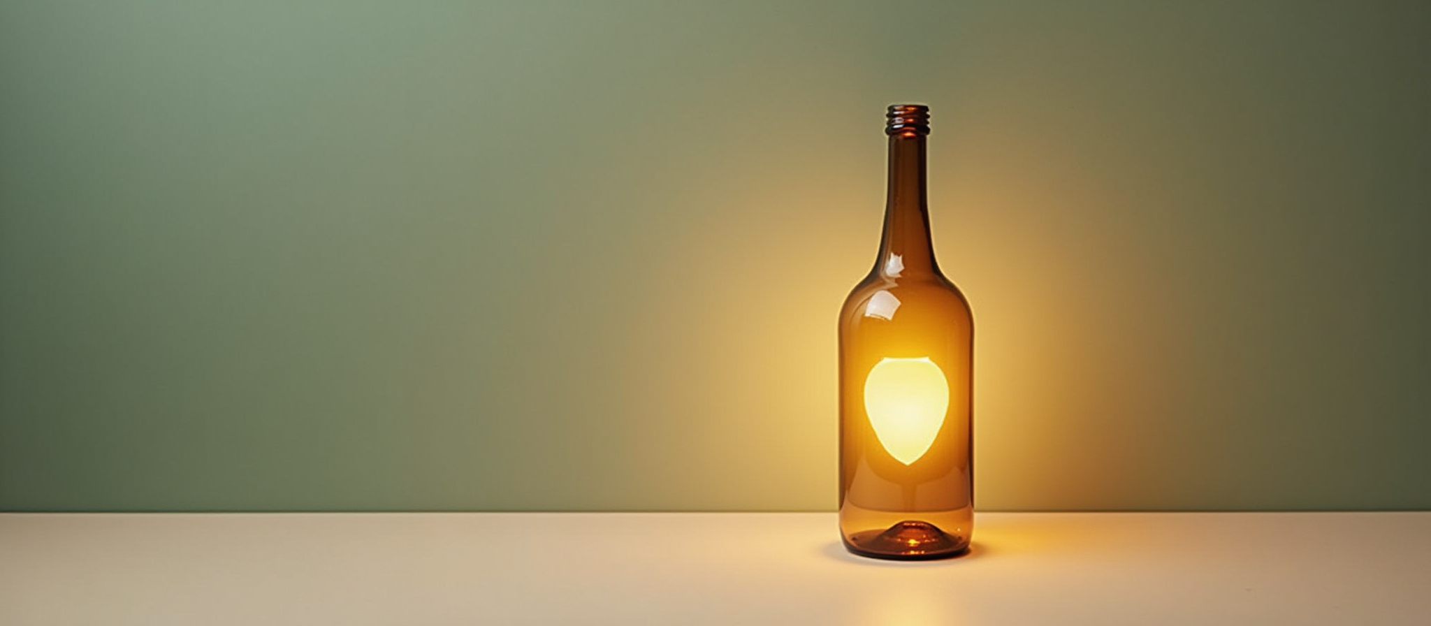 Brown bottle with glowing heart inside