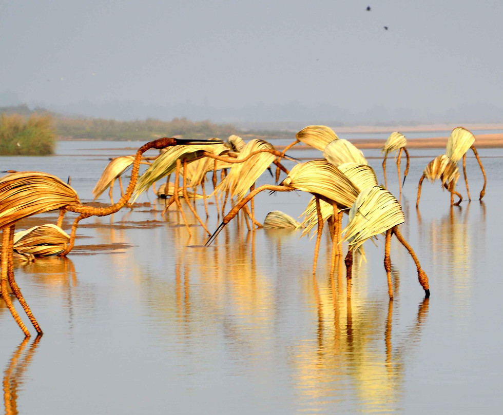 On-site sculpture at Ajay River titled 'Negotiating Routes'