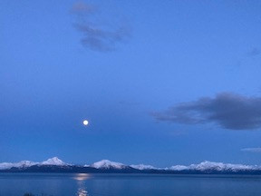 moon over Kachemak Bay