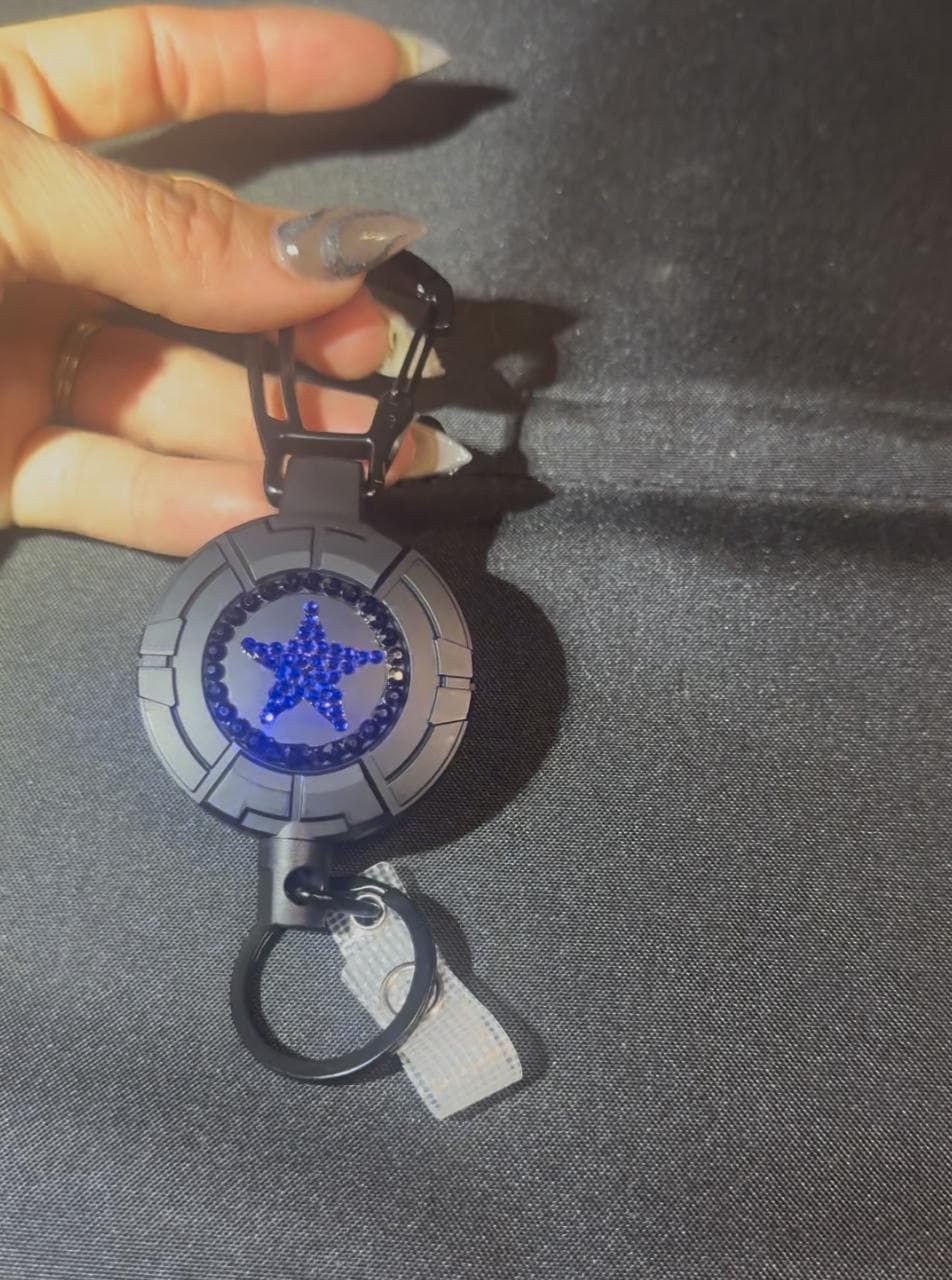 Thumbnail: Badge Reel Keychain Lanyard - Super Hero American Captain - Double sided bling.
