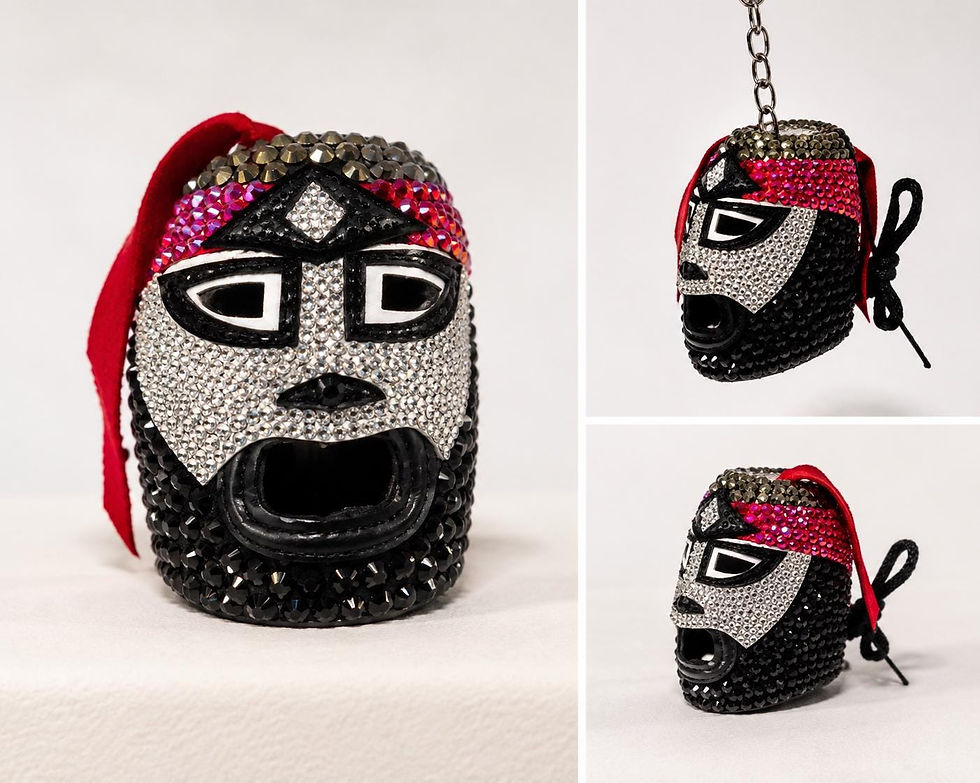 Keychain Lucha Mask - Octagon - Llaveros Mascaras - Bling Rhinestone Custom Mini