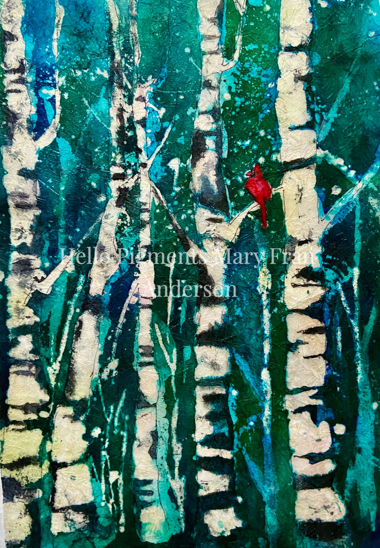 Cardinal on Birch Tree