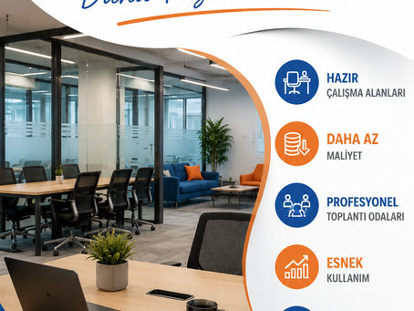 Esnek çalışma modelini benimseyen firmalar için modern ve pr ofesyonel hazır ofis çalışma alanı.