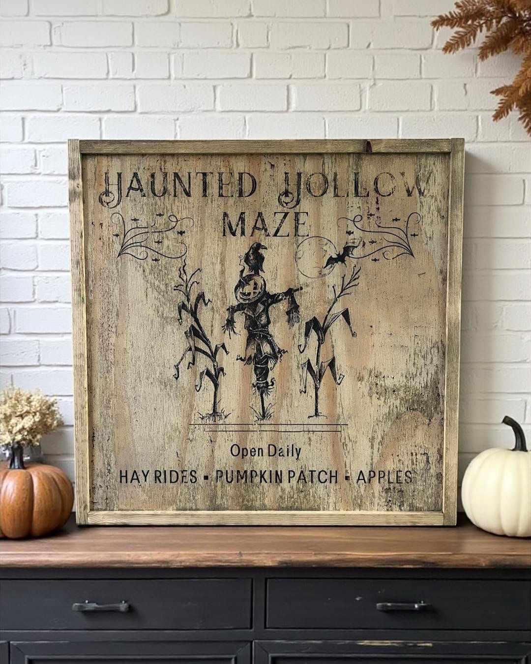 24 x 24 haunted maze wood sign