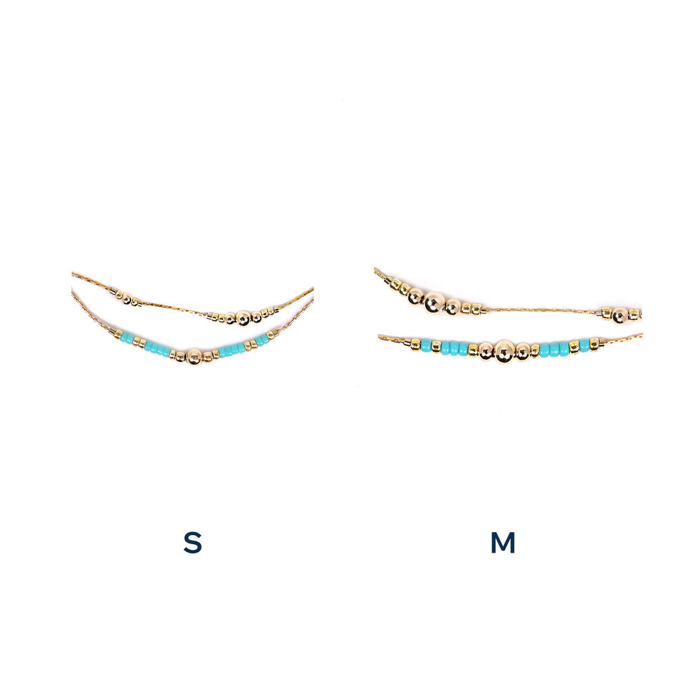 Available in S and M, with M having larger beads