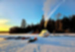Thumbnail: Snowtrekker tent on a lake during a NOW Outdoors snowshoe expedition in the boundary waters canoe area. 