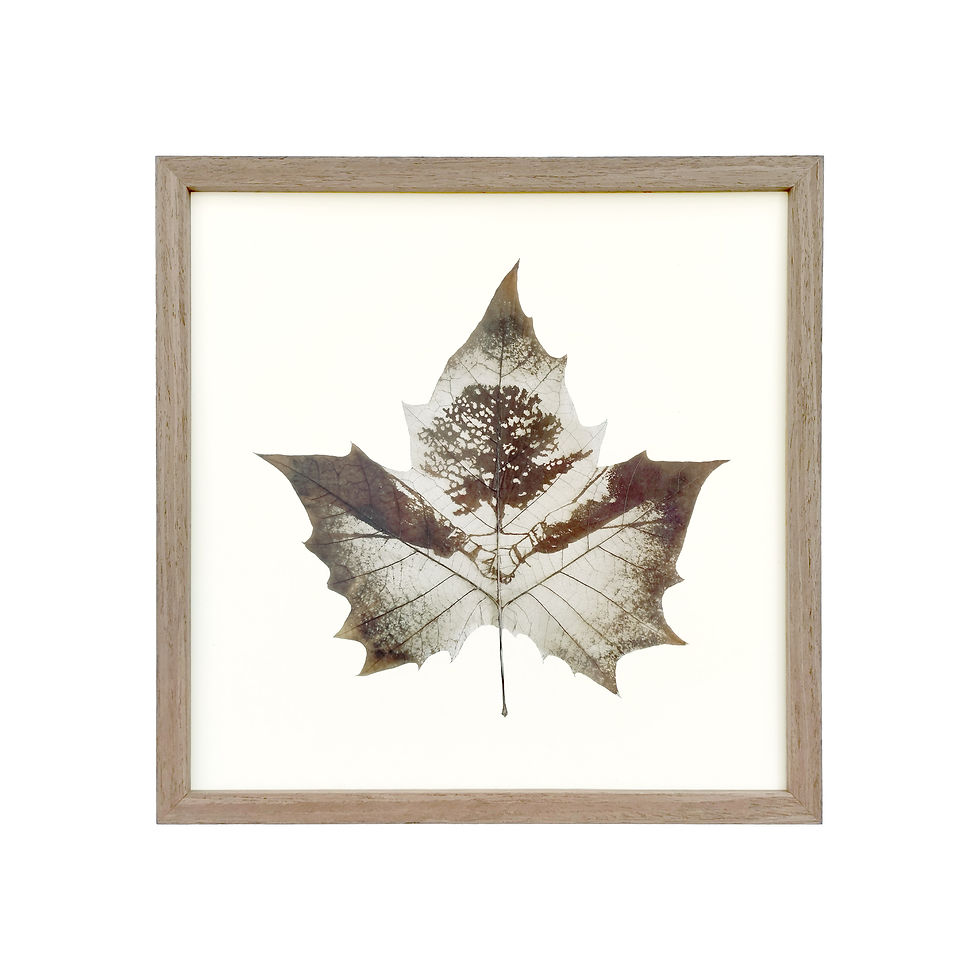 Thumbnail: Holding Hands Leaf Carving Art In Basic Light Brown Frame