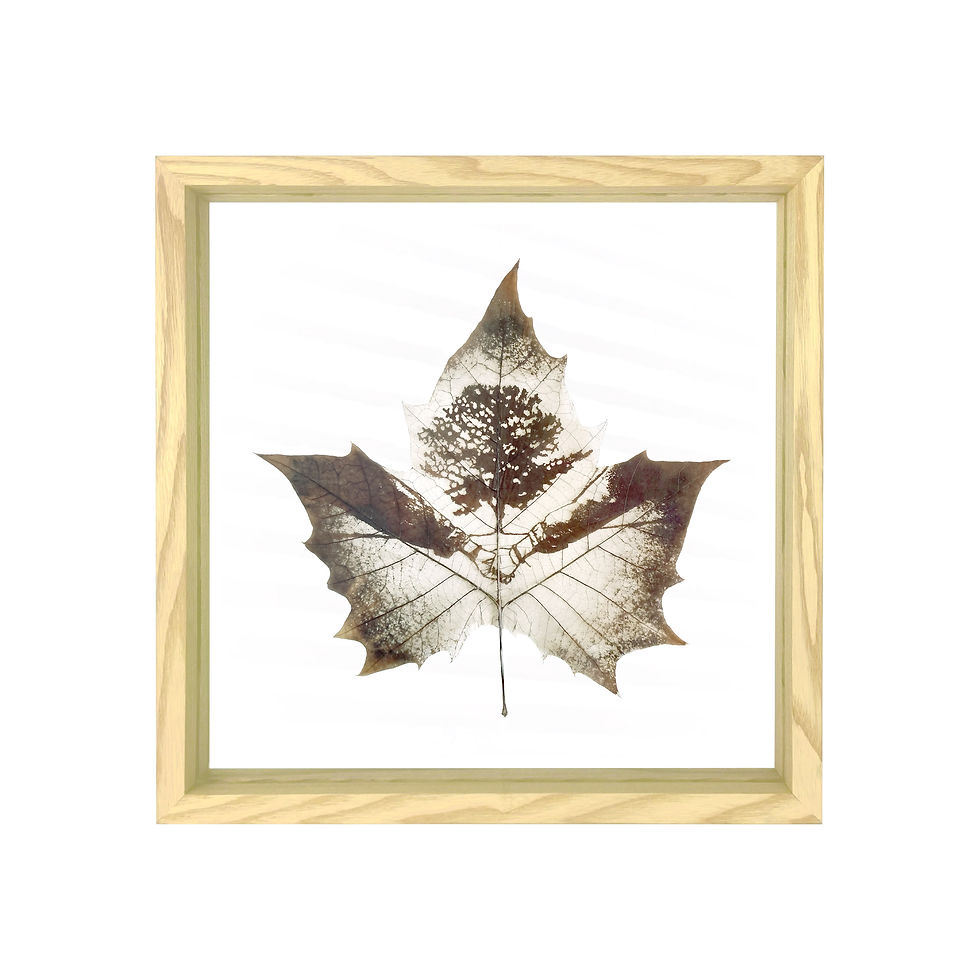Thumbnail: Holding Hands Leaf Carving Art In Premium White Ash Frame