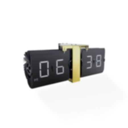 Large Frameless Flip Clock FC018 Gold Finish Black Page Main