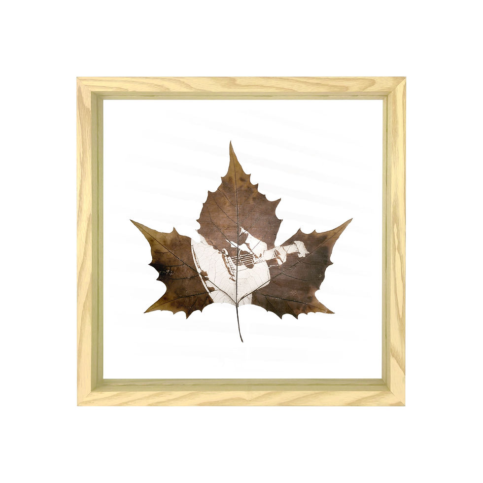 Thumbnail: Melodic Strings Leaf Carving Art In Premium White Ash Frame
