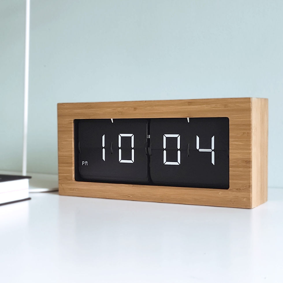 Thumbnail: Large Framed Flip Clock FC043 Bamboo Finish Black Page Scene