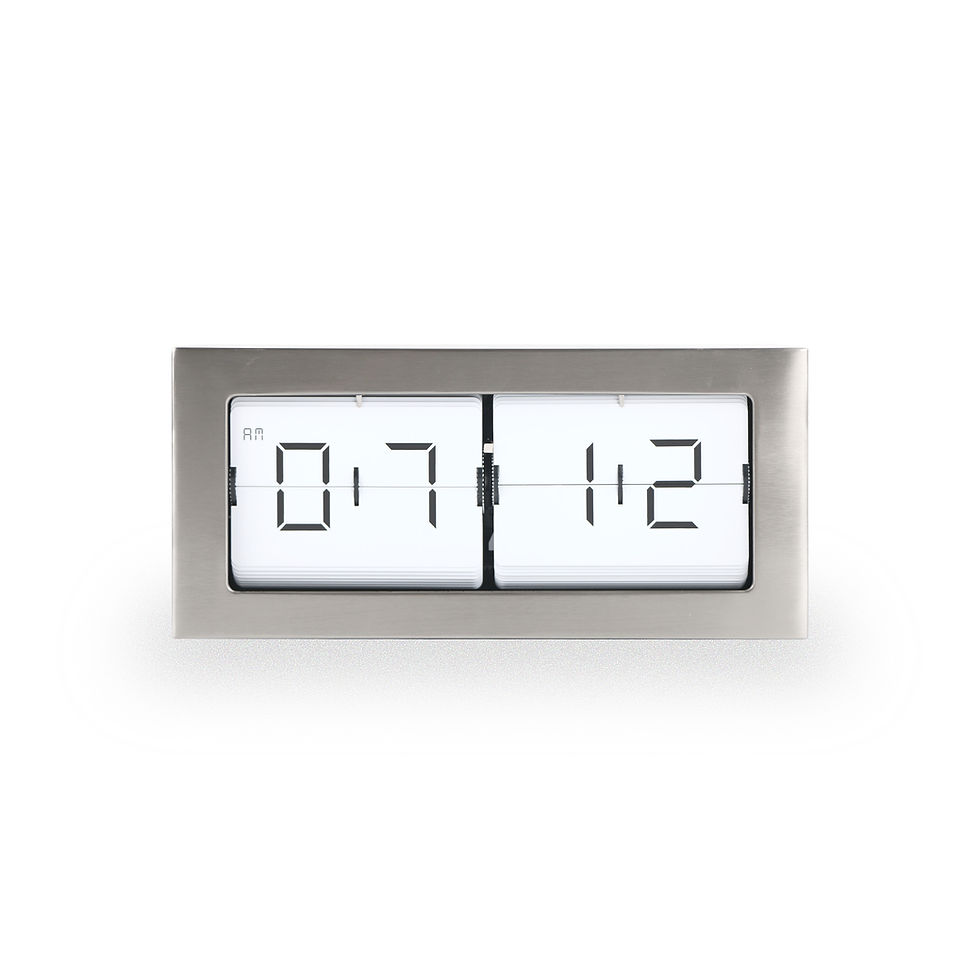 Large Framed Flip Clock FC043 Silver Finish White Page Front