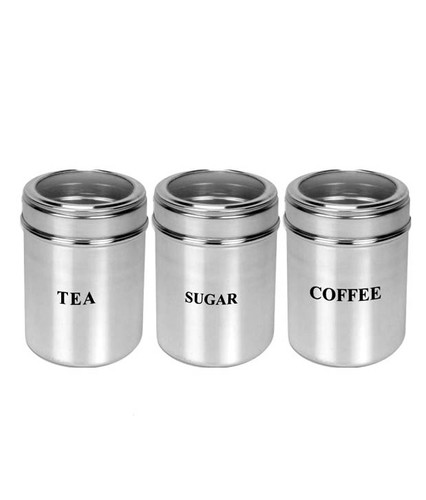 stainless steel tea coffee sugar jars
