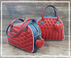 Cuir Bleu Jean et Rouge pour nouveaux sacs en boutique