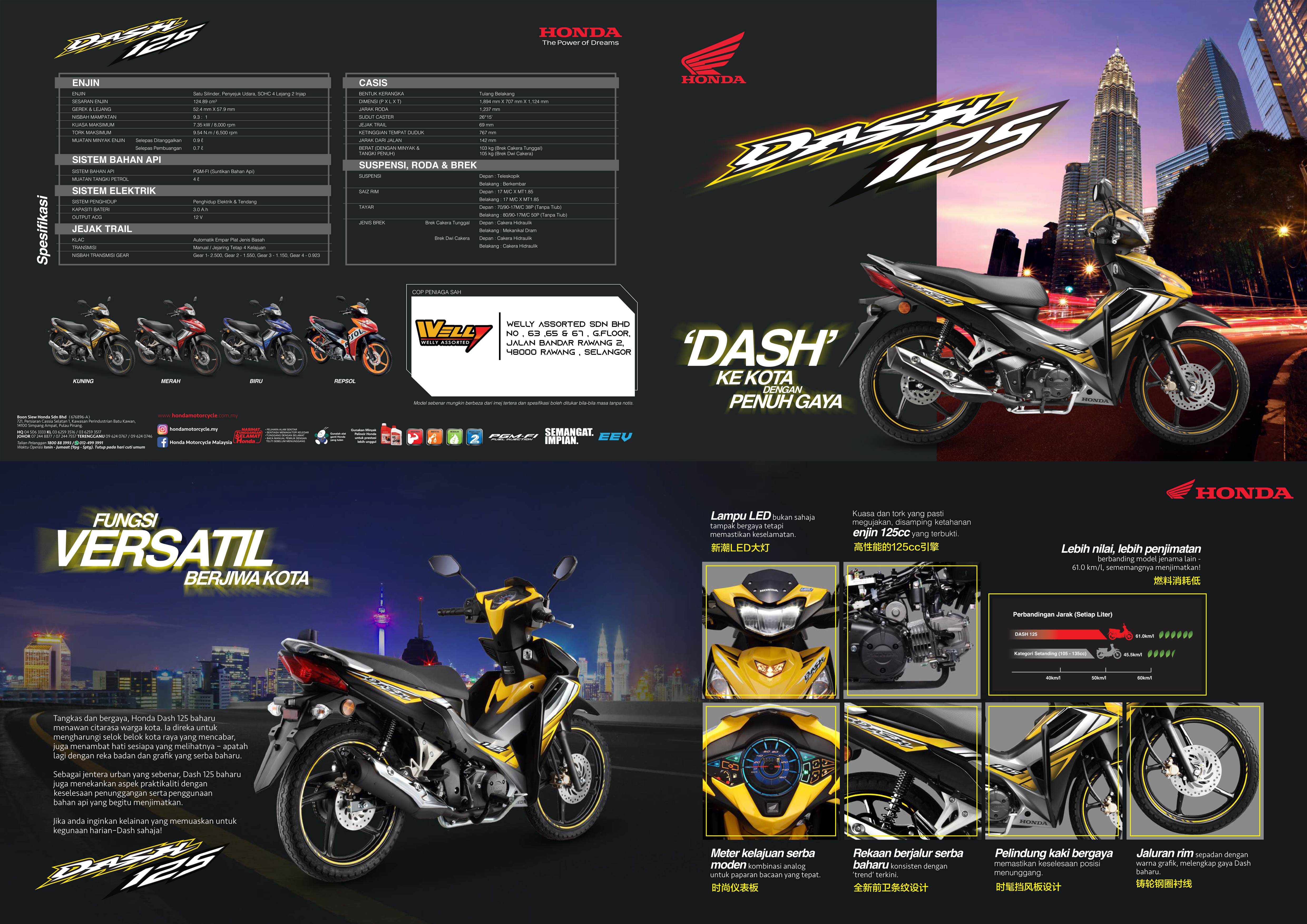 HONDA DASH 125 (REPSOL)  Welly Assorted