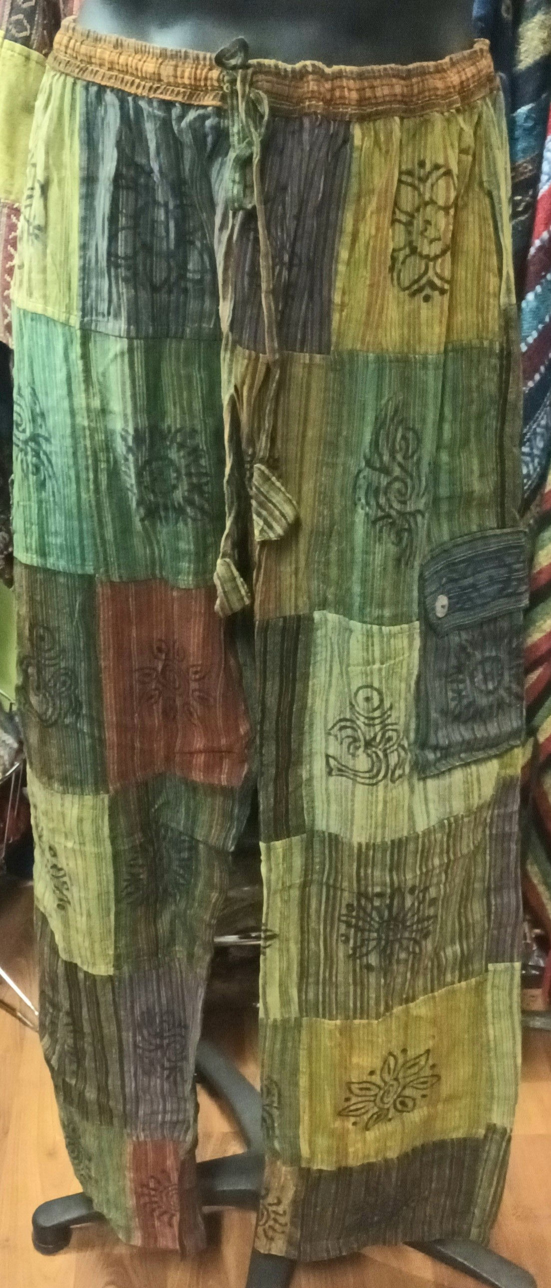 4. Green XXL Funky Patchwork pants