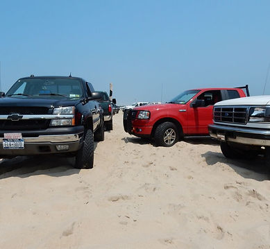 Trucks crowding a Napeague Beach