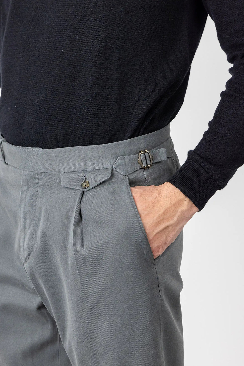 Thumbnail: Autumn Winter Gray Cotton Chino Trousers