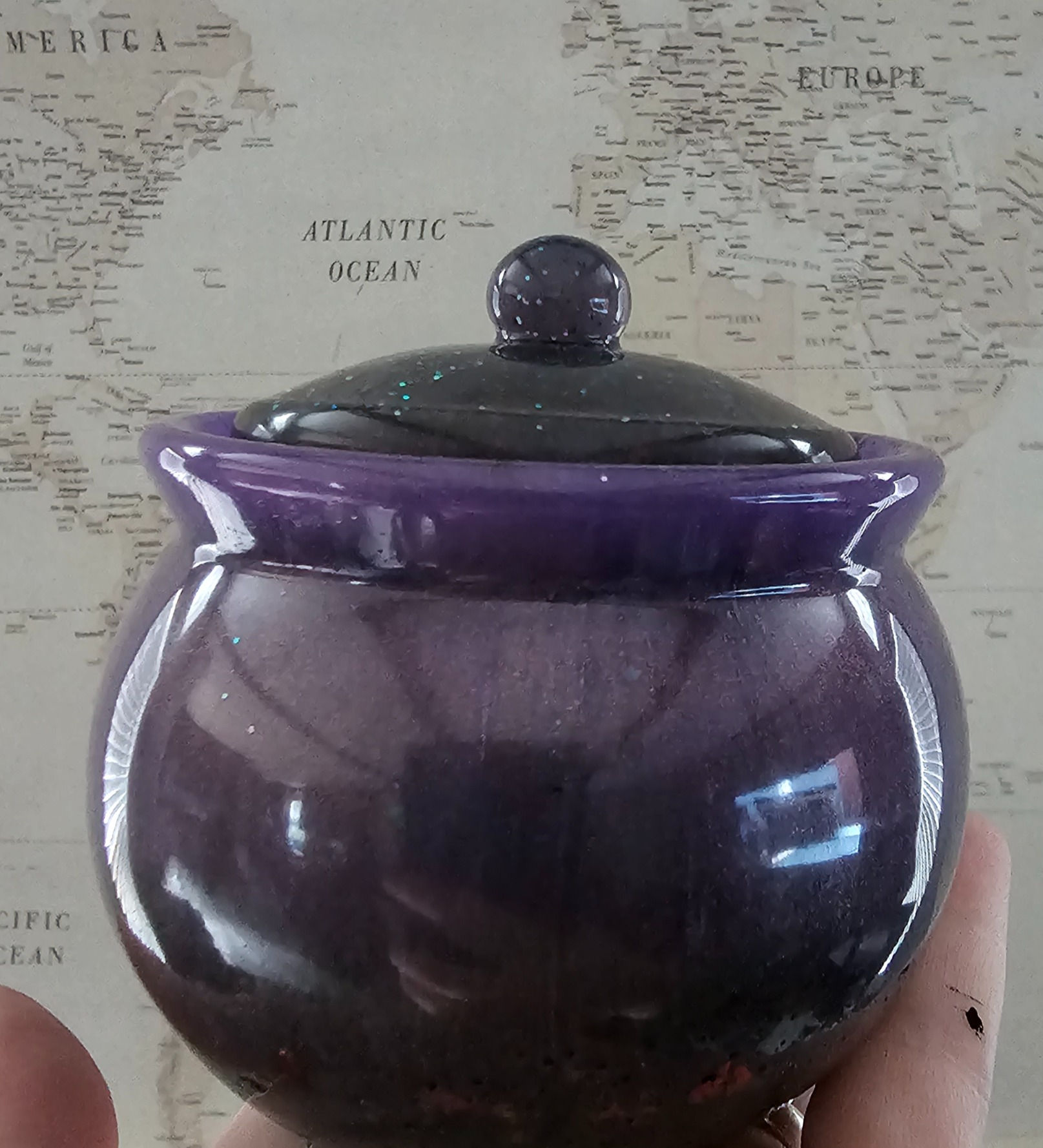 Resin Cauldron Jar with Lid