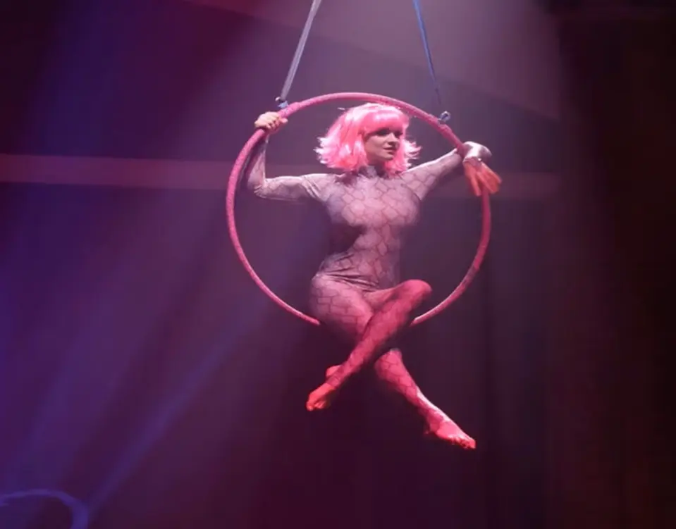 Circus acrobatic performer at the space.