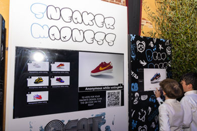 Custom digital sneaker design station at Bar Mitzvah.