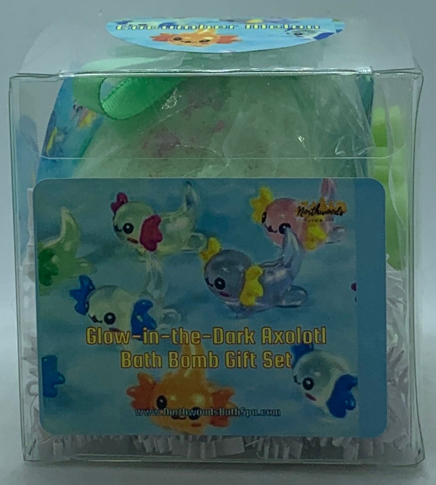 Glow-in-the-Dark Axolotl XL 5.5 oz Bath Bomb Gift Set - Cucumber Melon