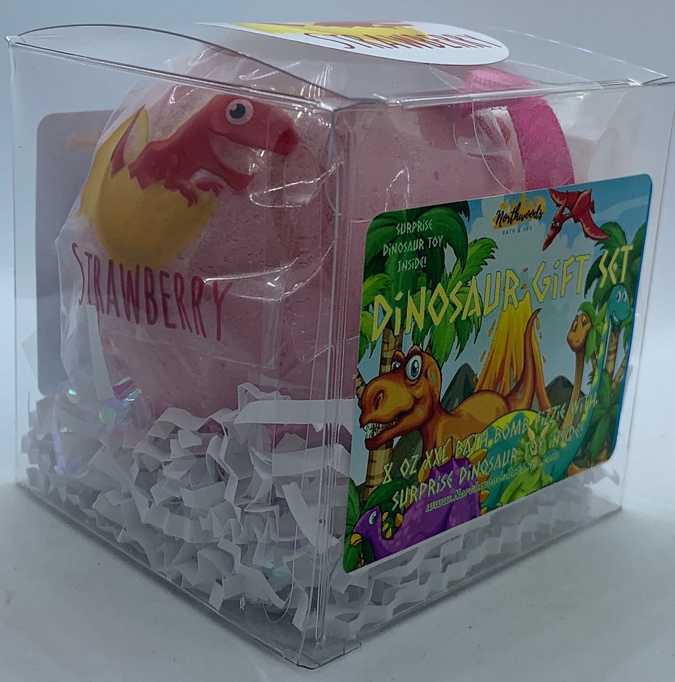 Thumbnail: Colossal Dinosaur (Strawberry Shortcake) XXL 8 oz Bath Bomb Gift Set (hot pink)