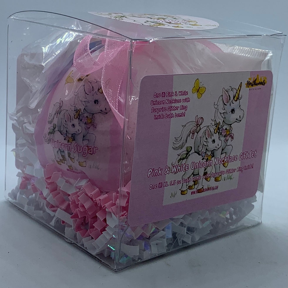 Thumbnail: Pink & White Unicorn Necklace/Earrings 5.5 oz Bath Bomb Gift Set (Sugar/Silver)