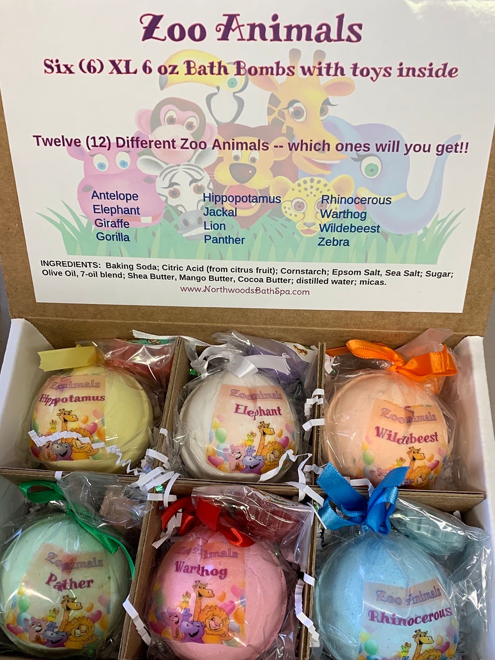 Zoo Animals 6-pack Bath Bomb Gift Set #2