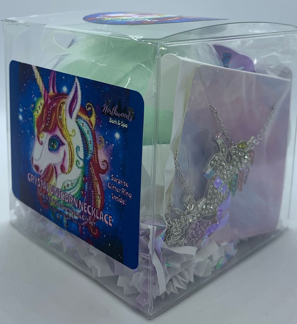 Thumbnail: Crystal Unicorn Necklace 5.5 oz Bath Bomb Gift Set (multi-color/silver/wishes)