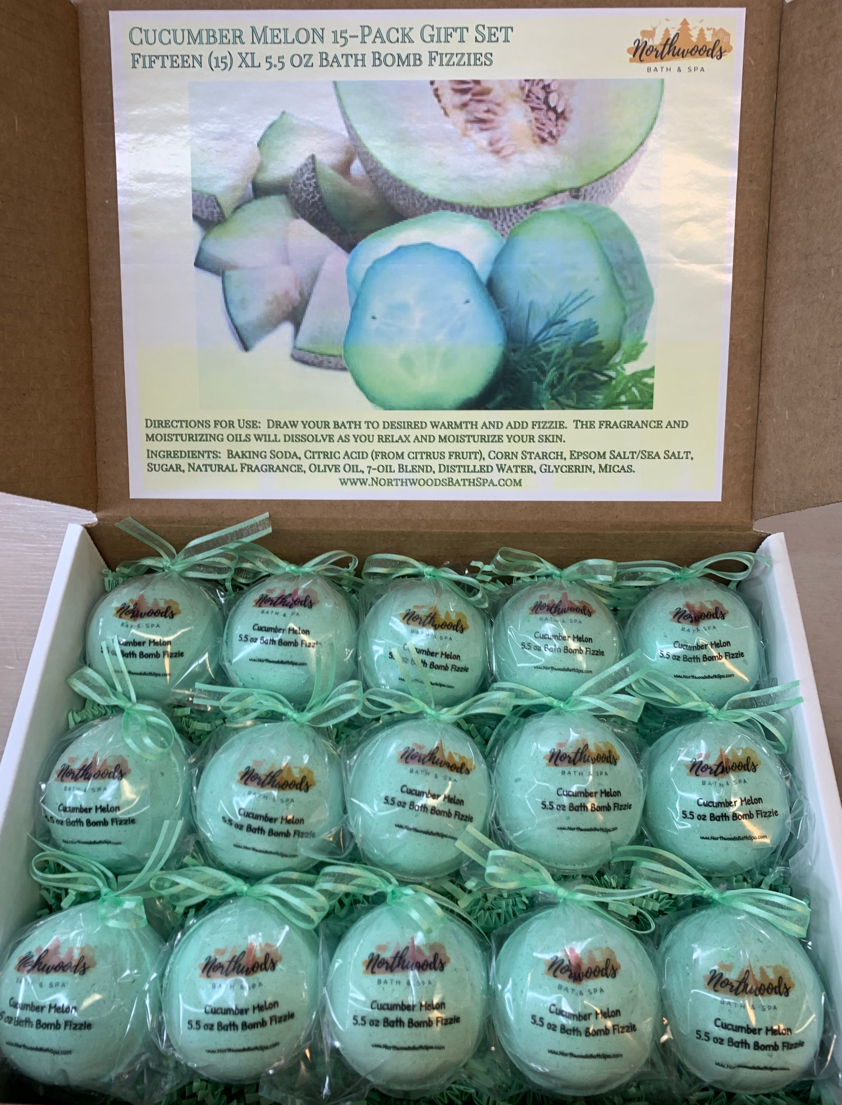Jumbo Cucumber Melon 15-pack Bath Bomb Gift Set