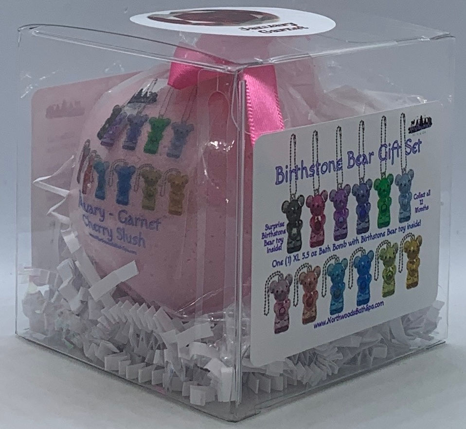 Thumbnail: Birthstone Bears Keychain (January) XL 5.5 oz Bath Bomb Gift Set (Cherry Slush)