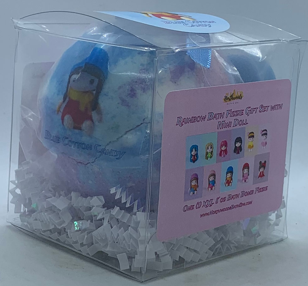 Thumbnail: Rainbow Bath Fizzie XXL 8 oz Gift Set with Mini Doll (Blue Cotton Candy - blue)