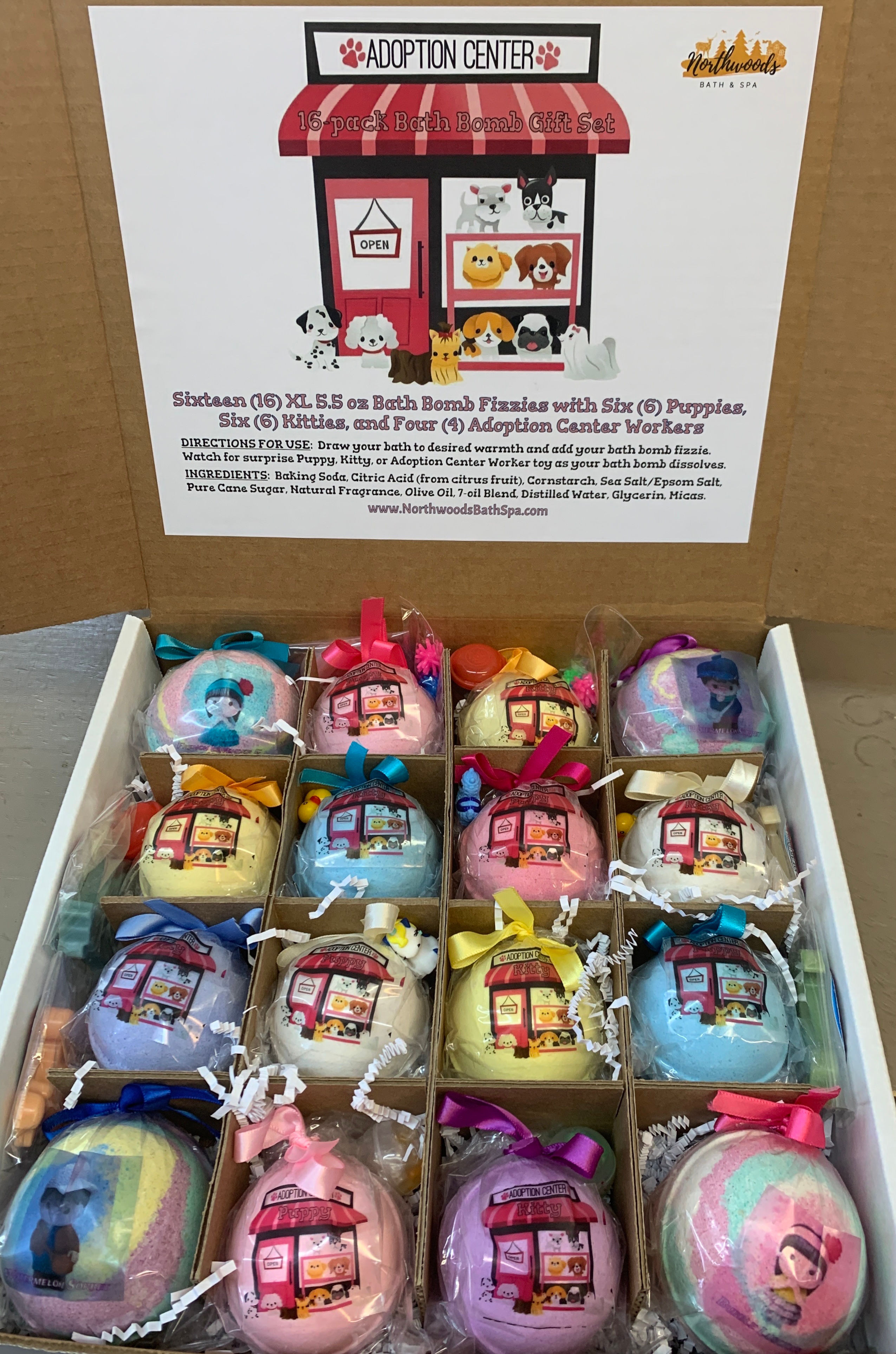 Colossal Adoption Center 16-pack XL 5.5 oz & XXL 8 oz Bath Bomb Gift Set