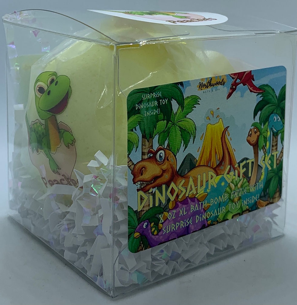 Thumbnail: Colossal Dinosaur (Peaches) XXL 8 oz Bath Bomb Gift Set (yellow)