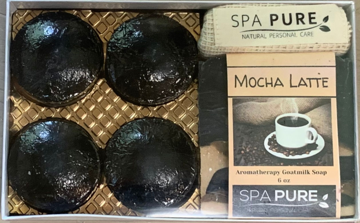 Mocha Latte 4-pack Bath Melts & Goat Milk Soap Gift Set w/Bag