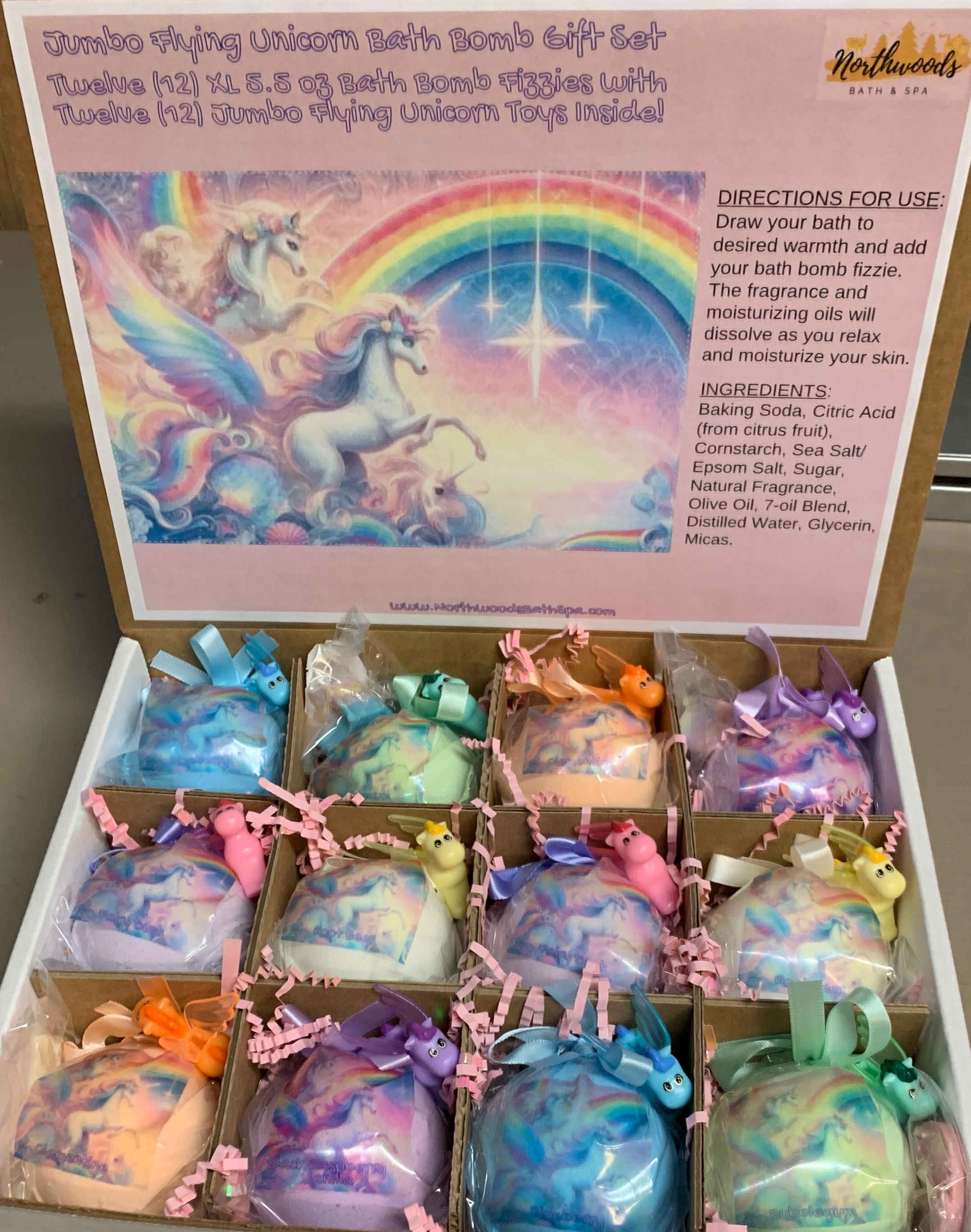 Large Jumbo Flying Unicorns 12-pack XL 5.5 oz Bath Bomb Gift Set