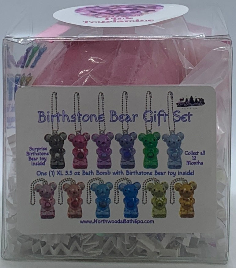 Birthstone Bears Keychain (October) XL 5.5 oz Bath Bomb Gift Set (Snuggable)