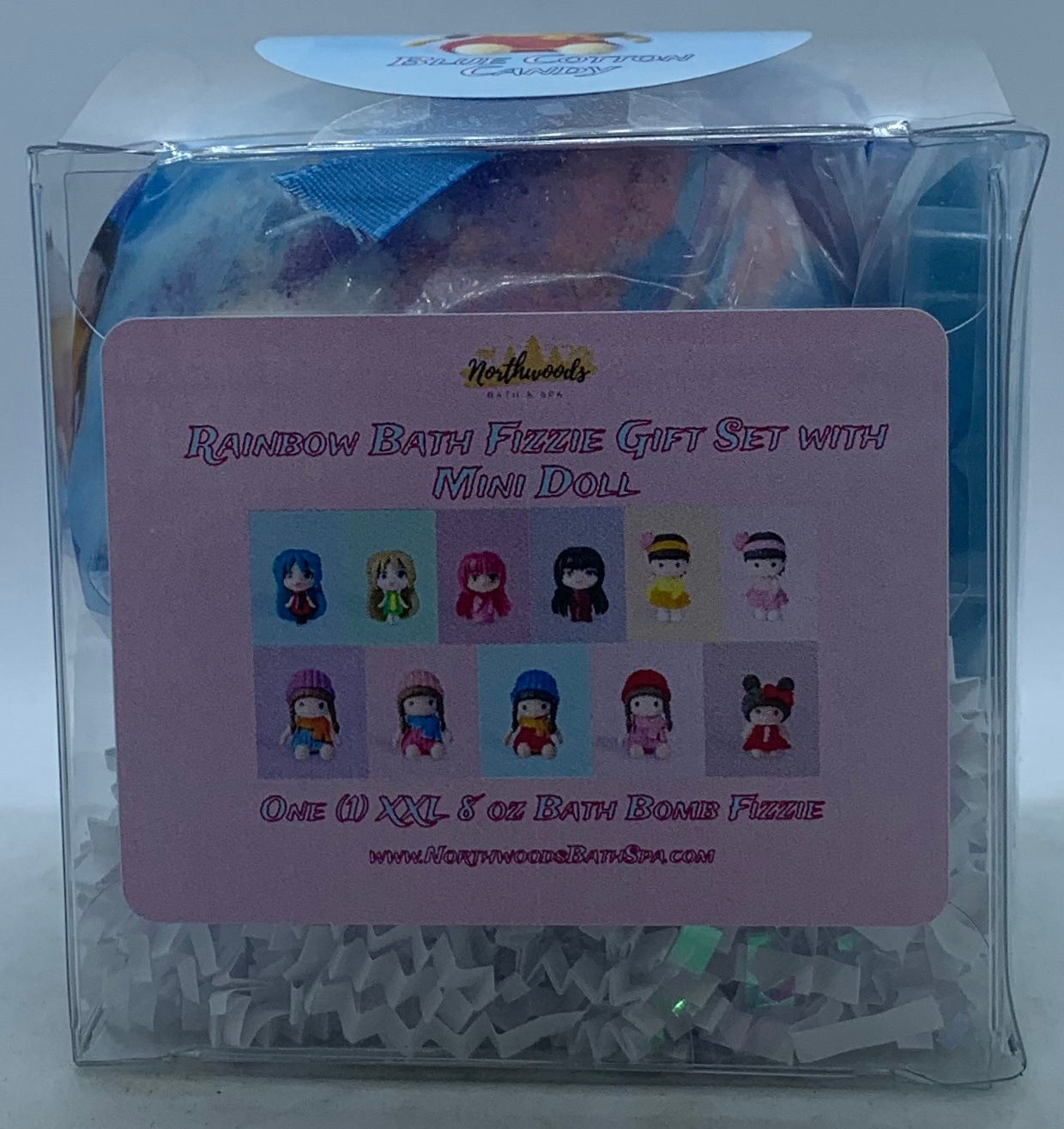 Rainbow Bath Fizzie XXL 8 oz Gift Set with Mini Doll (Blue Cotton Candy - blue)
