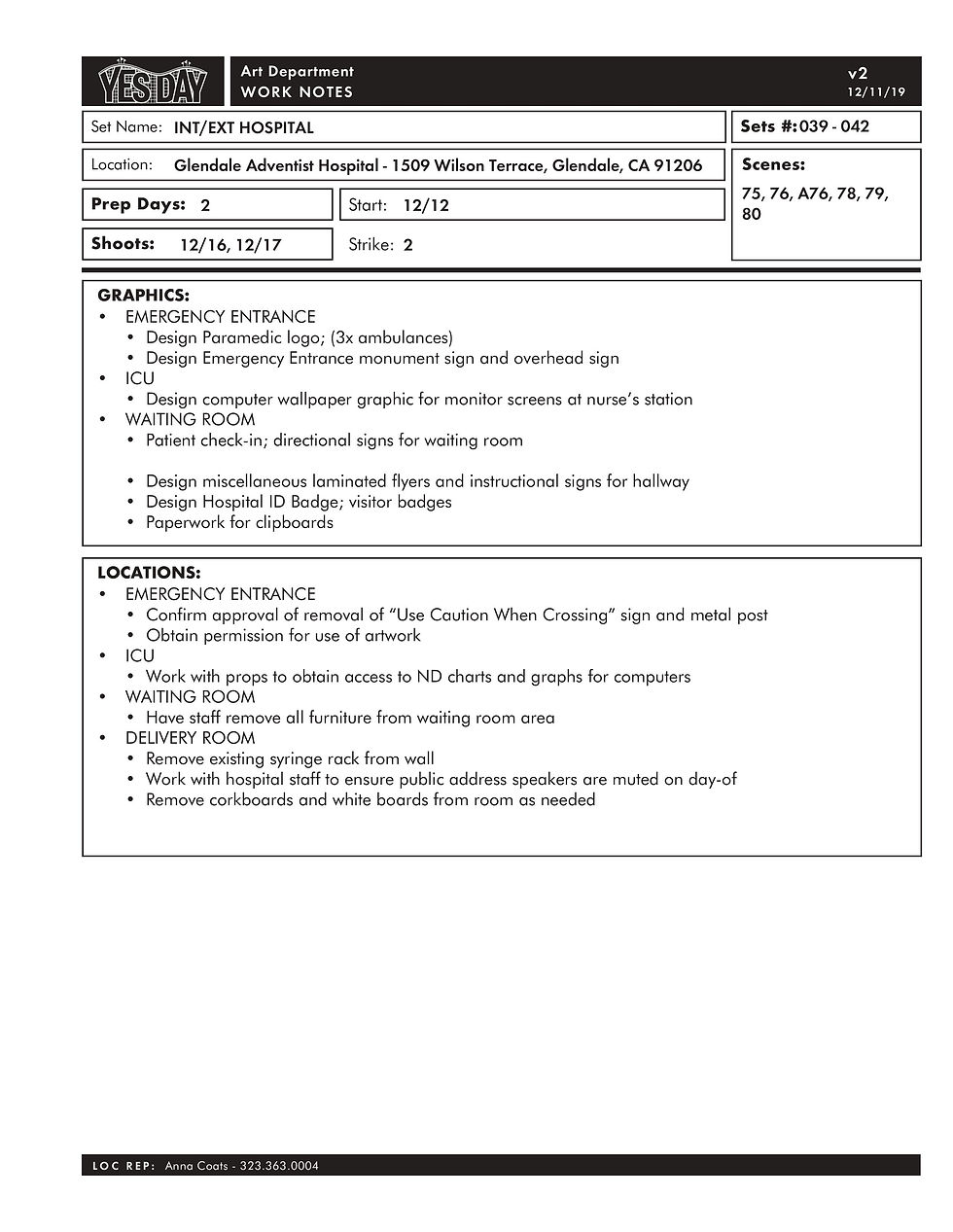 INT/EXT HOSPITAL Work Notes