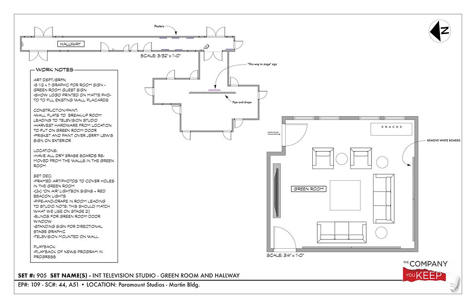 INT TV STUDIO GREEN ROOM Director's Plan