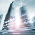 Blurred skyscrapers