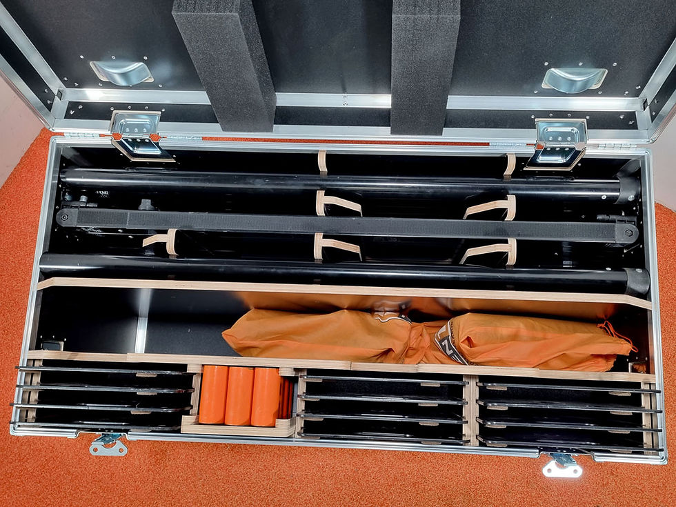 Bovenaanzicht Wentex Pipe & Drape PRO Flightcase voor FOH Kit