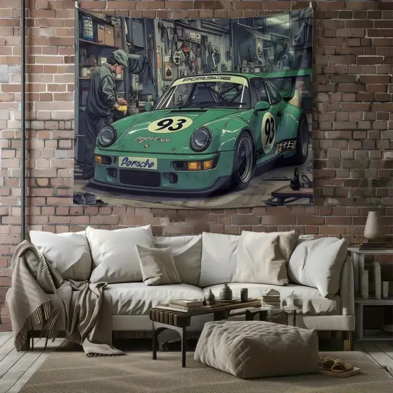 Miniatura: Creative Car Workshop Tapestry - Personalized and Trendy Home Decor, Versatile S