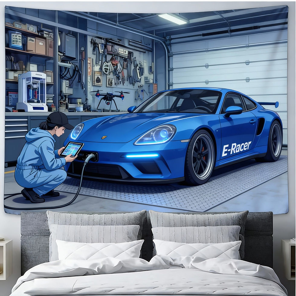 Miniatura: Creative Car Workshop Tapestry - Personalized and Trendy Home Decor, Versatile S